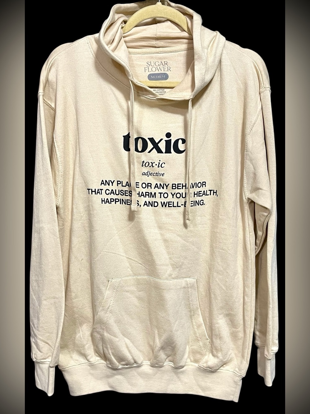Unisex Medium Sugar Flower cream colored Toxic pullover hoodie